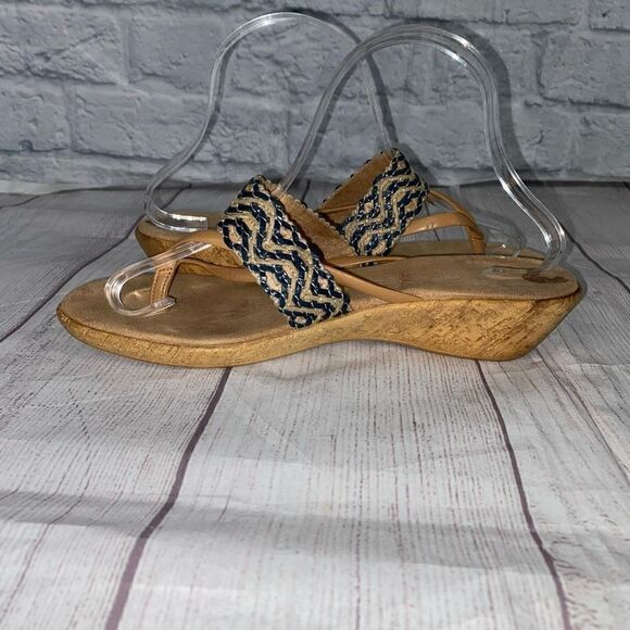 Italian shoemaker wedge flip flop sandals w/weave strap sz 8.5 women - Picture 6 of 7
